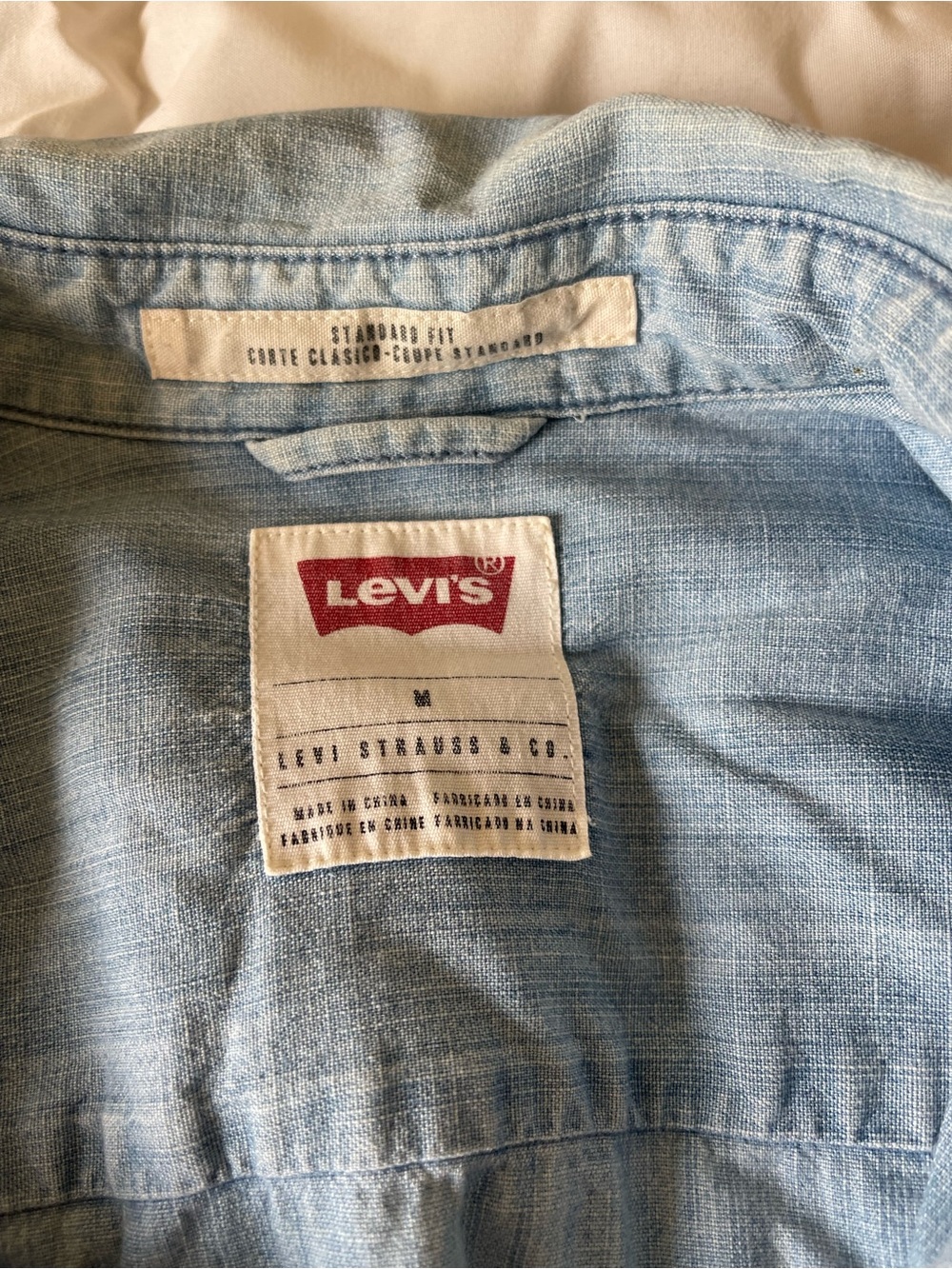 Levi's Light Blue Denim Button-Down Work Shirt - Picture 2 of 2